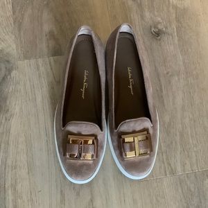 Suede slide sneakers.